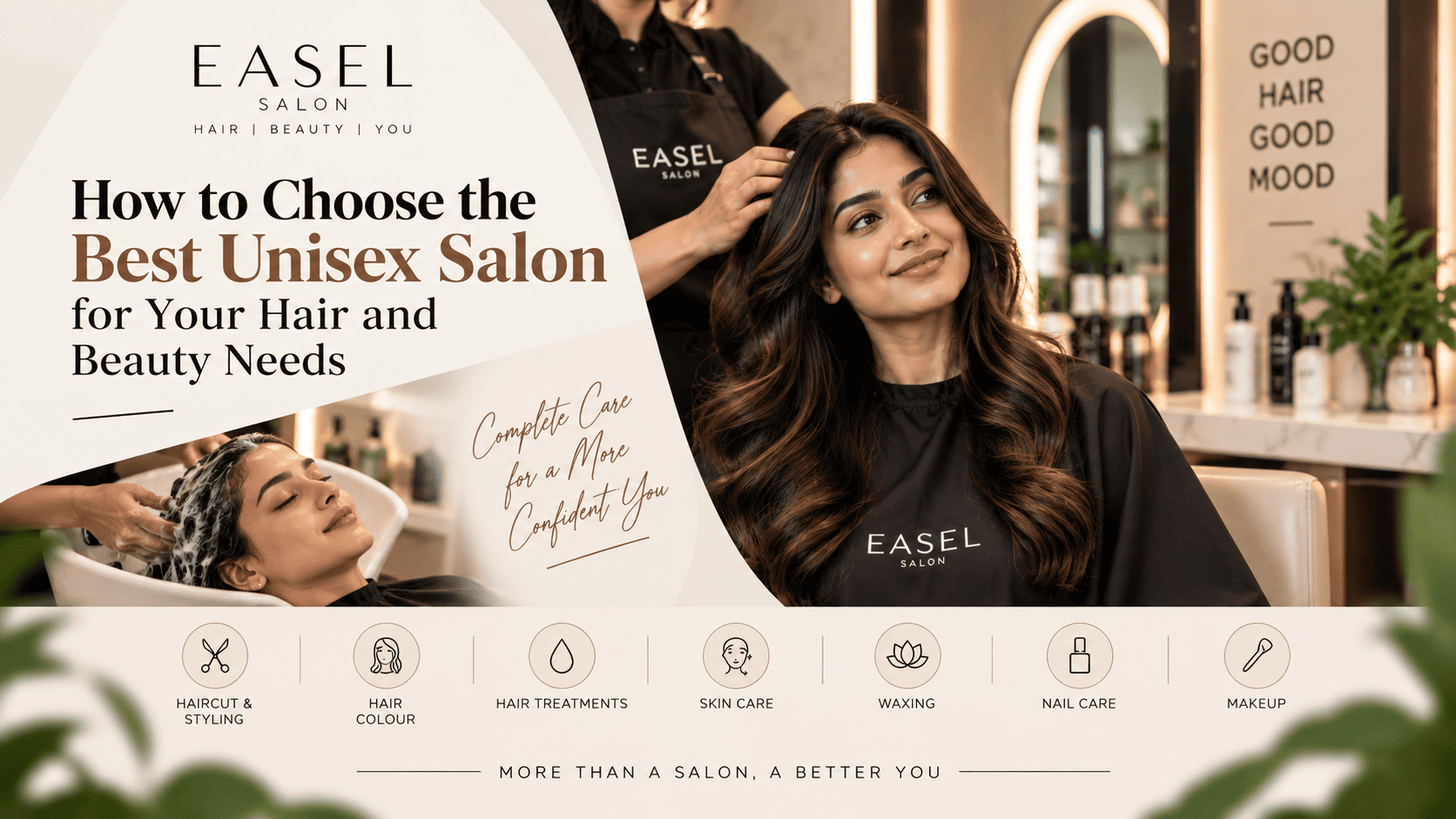 Best unisex salon in Manpada Thane offering professional hair styling, hair treatments and beauty services at Easel Salon.